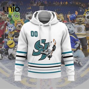 Custom San Jose Barracuda 2024 AHL White Hoodie 3D