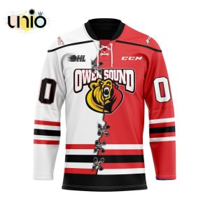 Custom Owen Sound Attack Mix Home And Away Hockey Jersey