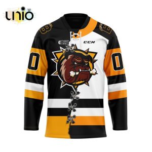 Custom Brantford Bulldogs Mix Home And Away Hockey Jersey