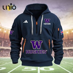 Custom Washington Huskies Football NCAA Navy Hoodie