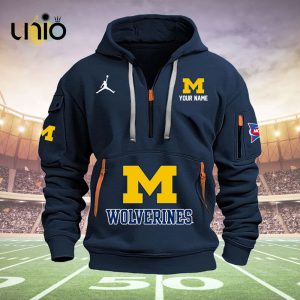 Custom Michigan Wolverines Football NCAA Navy Hoodie