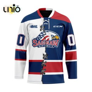 Custom Saginaw Spirit Mix Home And Away Hockey Jersey