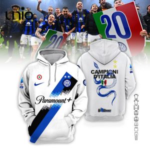 Inter Milan Serie A Champions All Over Printed White Hoodie