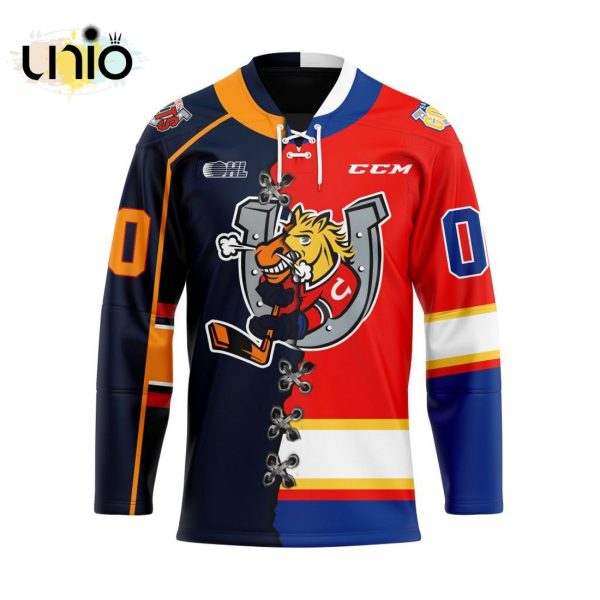 Custom Barrie Colts Mix Home And Retro Hockey Jersey