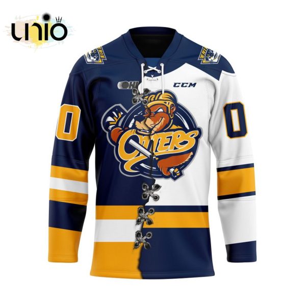 Custom Erie Otters Mix Home And Away Hockey Jersey