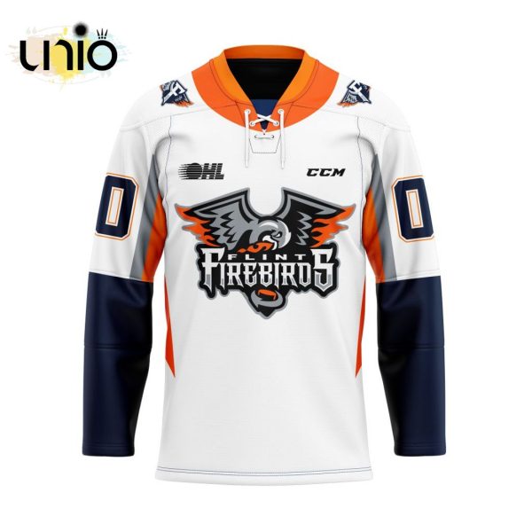 Custom Flint Firebirds Away Hockey Jersey