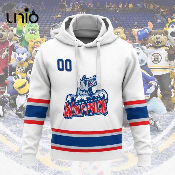 Custom Hartford Wolf Pack 2024 AHL White Hoodie 3D