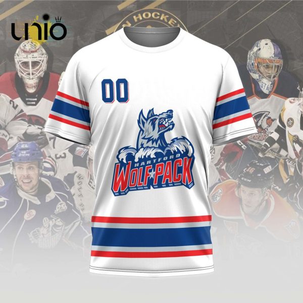 Custom Hartford Wolf Pack 2024 AHL White Hoodie 3D