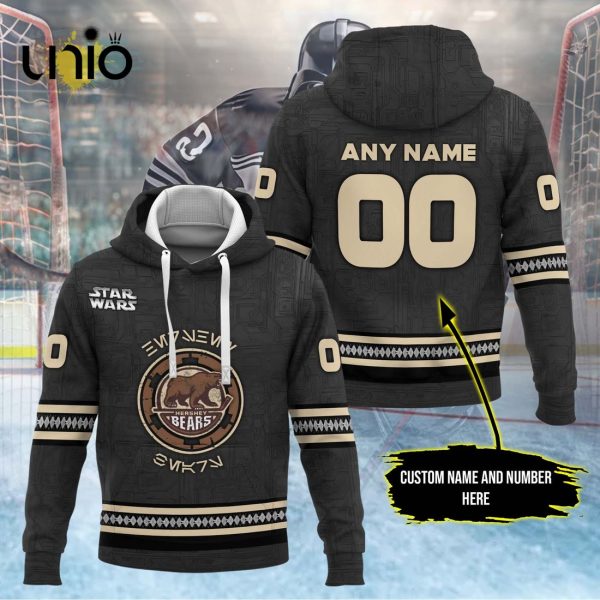 Custom Hershey Bears 2024 AHL Black Hoodie 3D