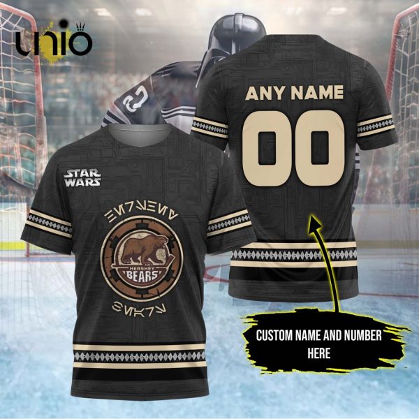 Custom Hershey Bears 2024 AHL Black Hoodie 3D