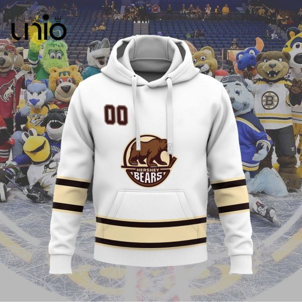 Custom Hershey Bears 2024 AHL White Hoodie 3D