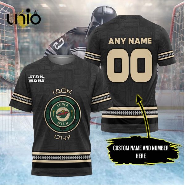 Custom Iowa Wild 2024 AHL Black Hoodie 3D