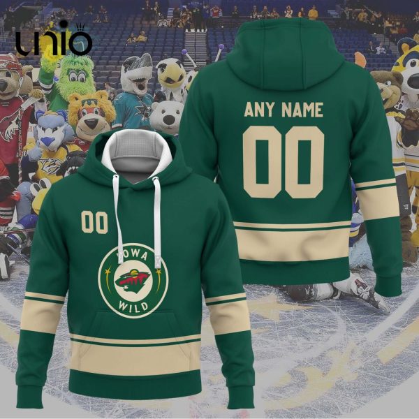 Custom Iowa Wild 2024 AHL Green Hoodie 3D