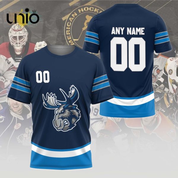 Custom Manitoba Moose 2024 AHL Navy Hoodie 3D