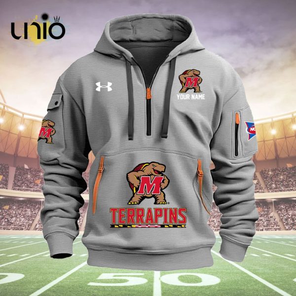 Custom Maryland Terrapins Football NCAA Grey Hoodie