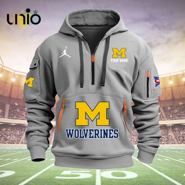 Custom Michigan Wolverines Football NCAA Grey Hoodie