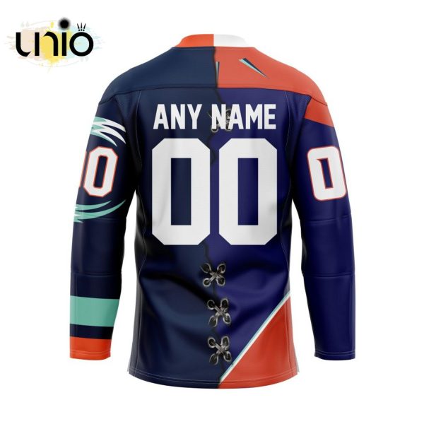 Custom New York Riptide Mix Retro And Home Hockey Jersey