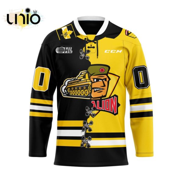 Custom North Bay Battalion Mix Home And Retro Hockey Jersey