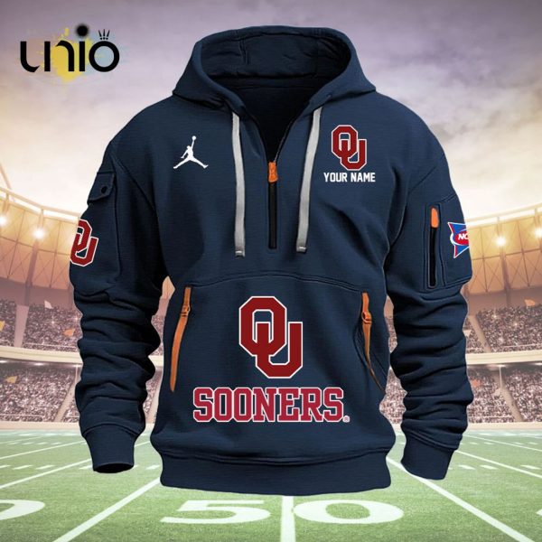 Custom Oklahoma Sooners Football NCAA Navy Hoodie