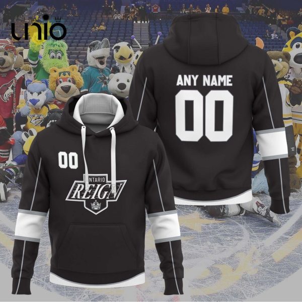 Custom Ontario Reign 2024 AHL Grey Hoodie 3D