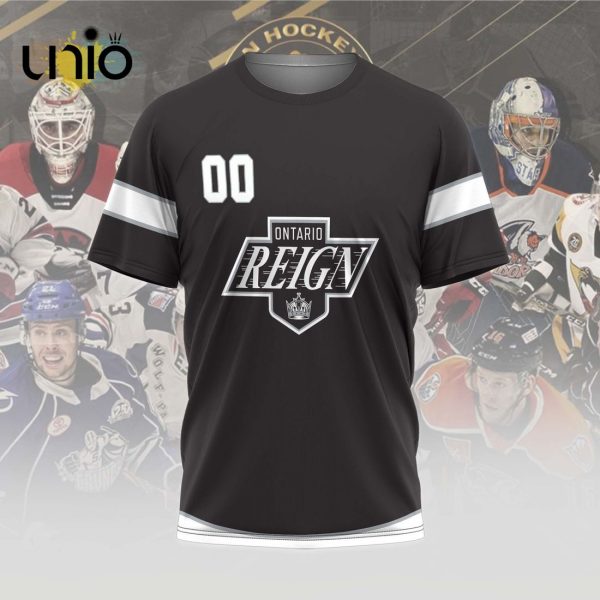 Custom Ontario Reign 2024 AHL Grey Hoodie 3D