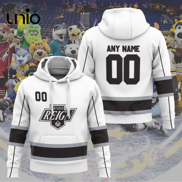 Custom Ontario Reign 2024 AHL White Hoodie 3D