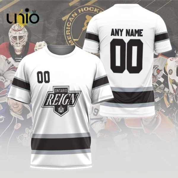 Custom Ontario Reign 2024 AHL White Hoodie 3D