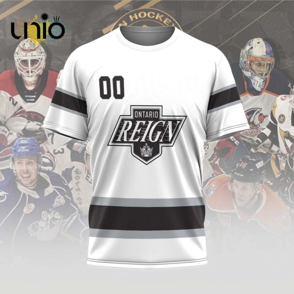 Custom Ontario Reign 2024 AHL White Hoodie 3D