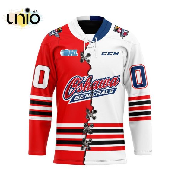 Custom Oshawa Generals Mix Home And Away Hockey Jersey