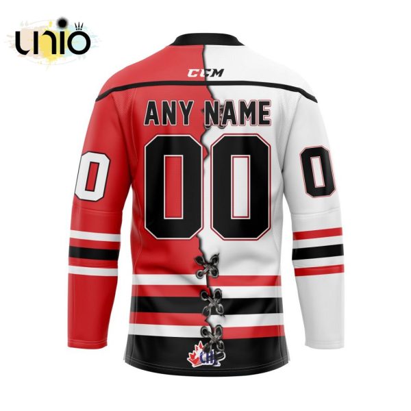 Custom Owen Sound Attack Mix Home And Away Hockey Jersey