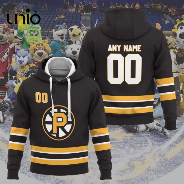 Custom Providence Bruins 2024 AHL Black Hoodie 3D