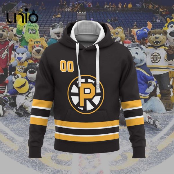 Custom Providence Bruins 2024 AHL Black Hoodie 3D