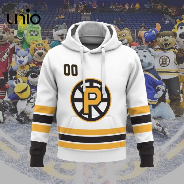 Custom Providence Bruins 2024 AHL White Hoodie 3D