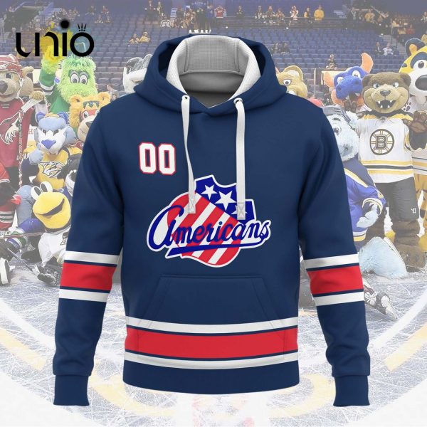 Custom Rochester Americans 2024 AHL Navy Hoodie 3D