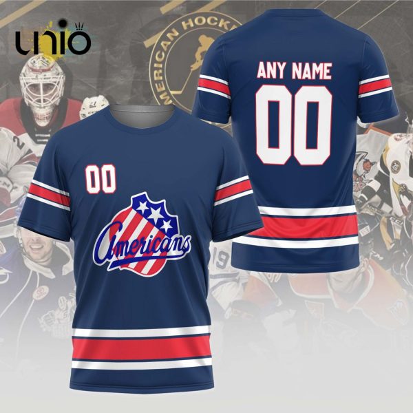 Custom Rochester Americans 2024 AHL Navy Hoodie 3D