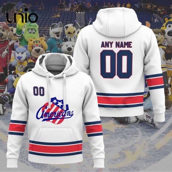 Custom Rochester Americans 2024 AHL White Hoodie 3D