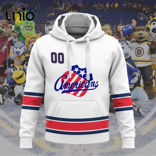 Custom Rochester Americans 2024 AHL White Hoodie 3D