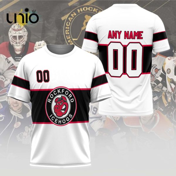 Custom Rockford IceHogs 2024 AHL White Hoodie 3D