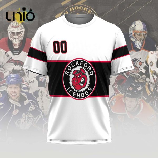 Custom Rockford IceHogs 2024 AHL White Hoodie 3D