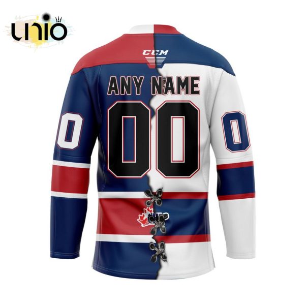 Custom Saginaw Spirit Mix Home And Away Hockey Jersey