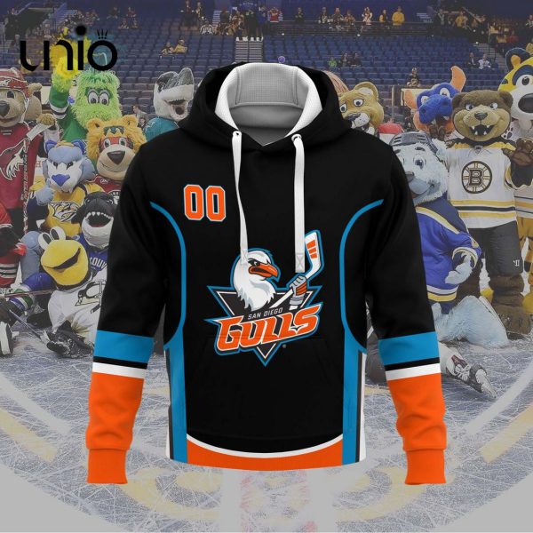 Custom San Diego Gulls 2024 AHL Black Hoodie 3D