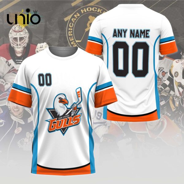 Custom San Diego Gulls 2024 AHL White Hoodie 3D