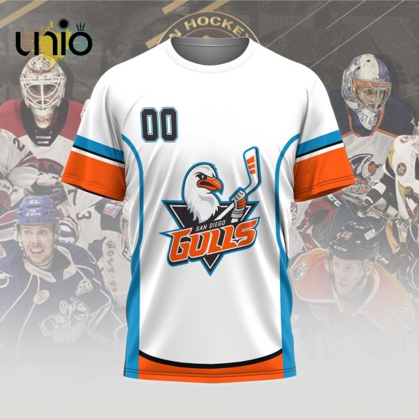 Custom San Diego Gulls 2024 AHL White Hoodie 3D