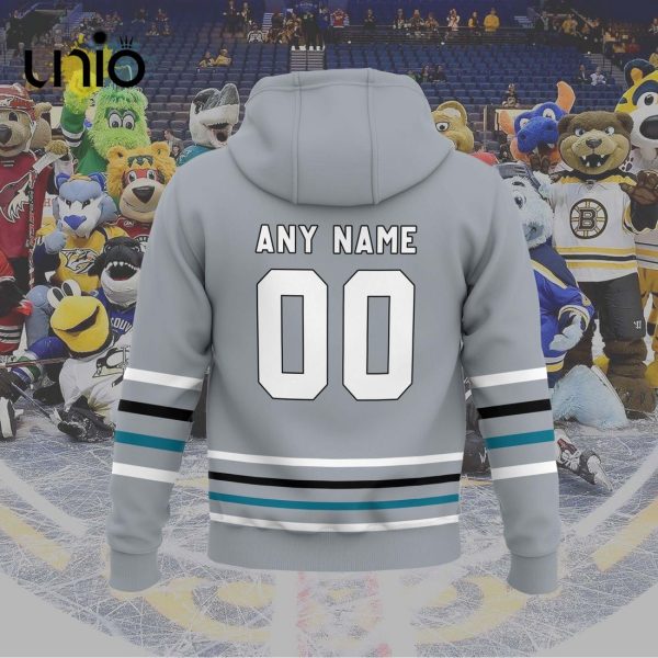 Custom San Jose Barracuda 2024 AHL Grey Hoodie 3D