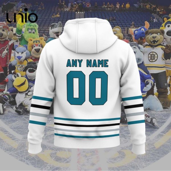 Custom San Jose Barracuda 2024 AHL White Hoodie 3D