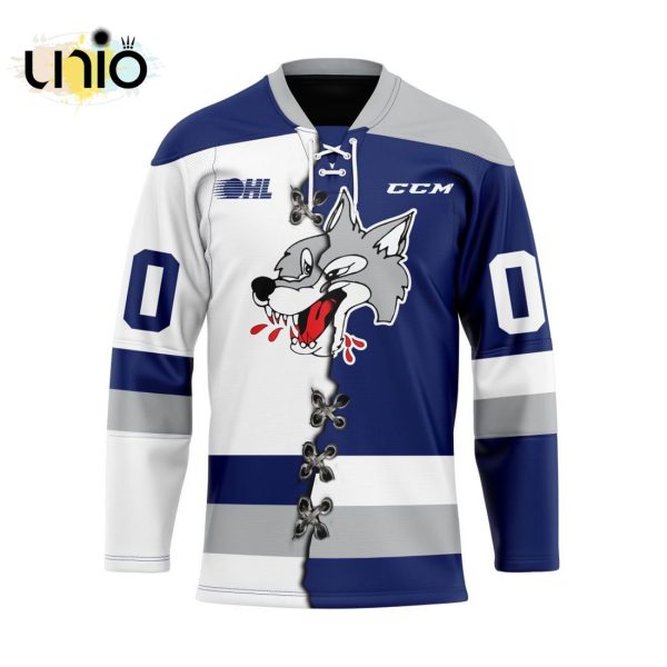 Custom Sudbury Wolves Mix Home And Away Hockey Jersey