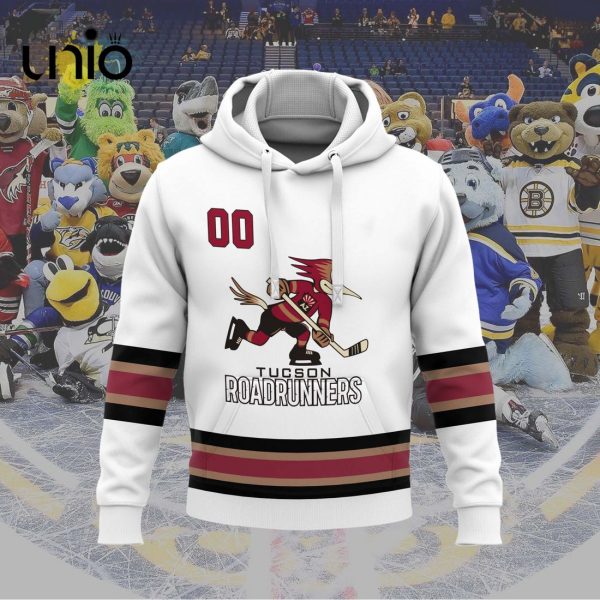 Custom Tucson Roadrunners 2024 AHL White Hoodie 3D