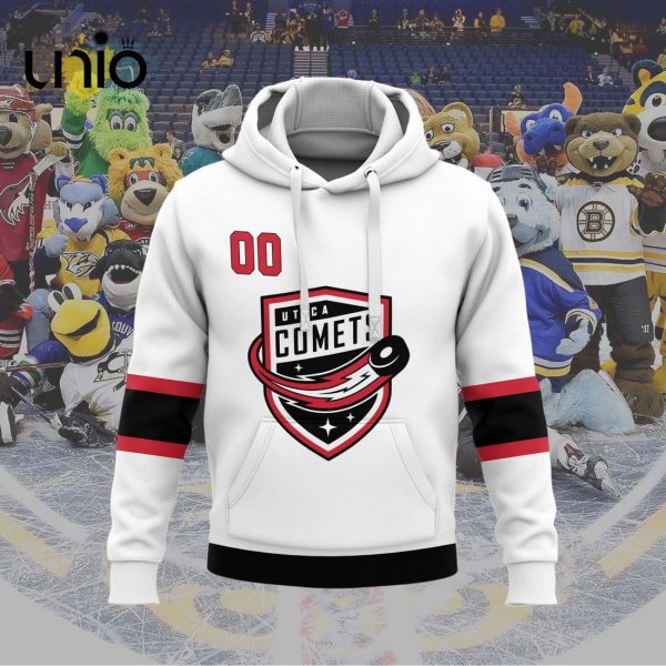 Custom Utica Comets 2024 AHL White Hoodie 3D