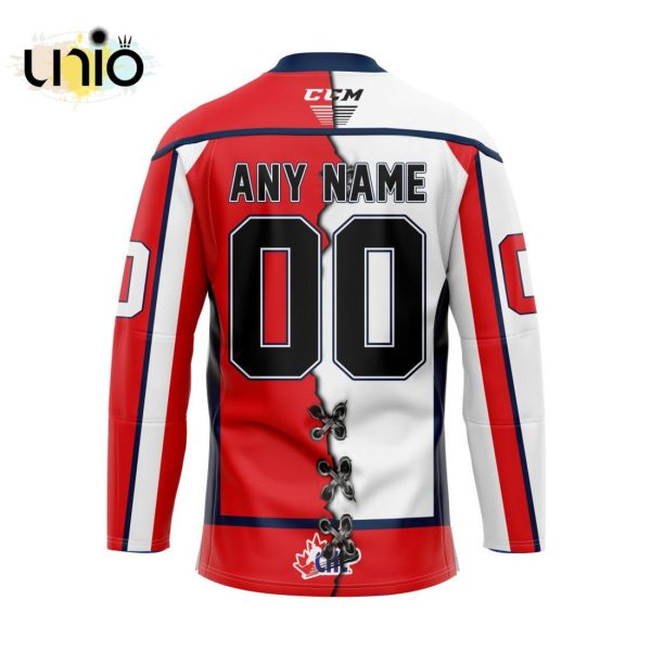 Custom Windsor Spitfires Mix Home And Away Hockey Jersey