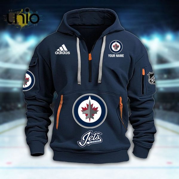 Custom Winnipeg Jets Football NCAA Navy Hoodie